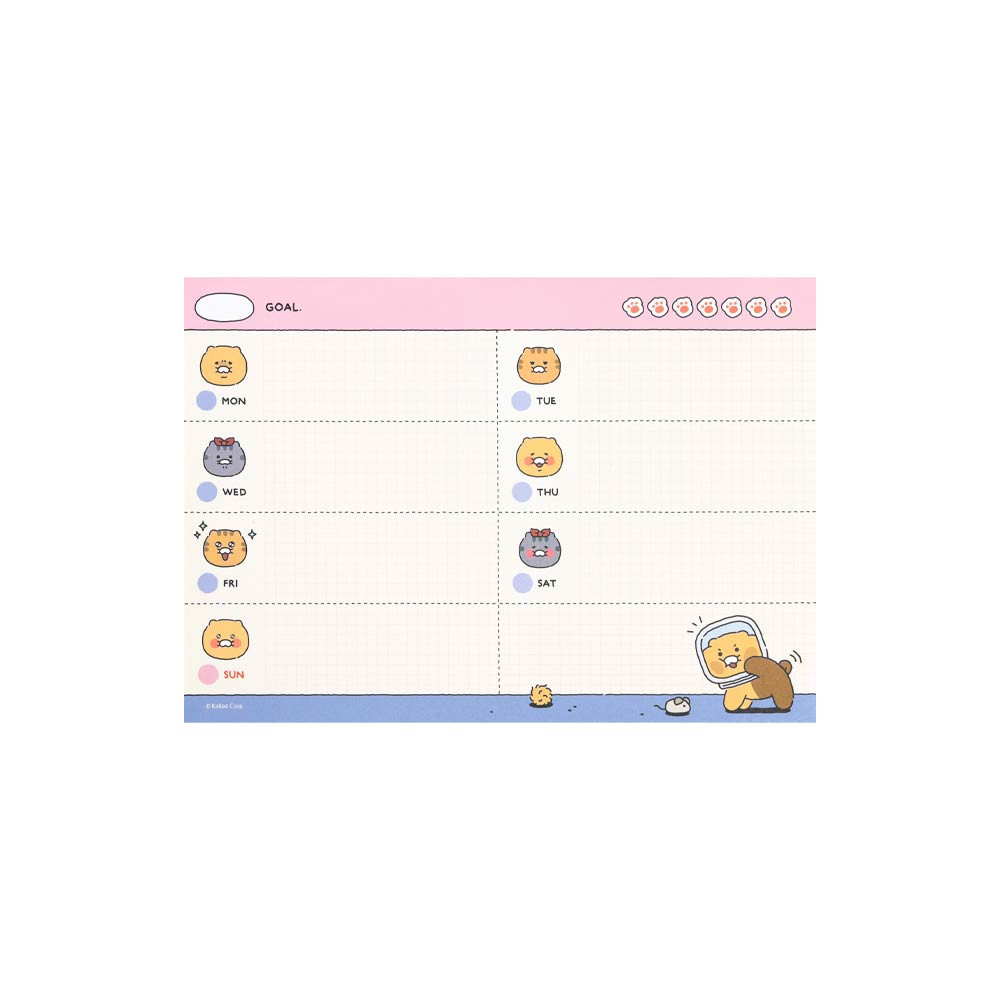 Kakao Friends Choonsik Ordinary Undated Weekly Planner Notepad