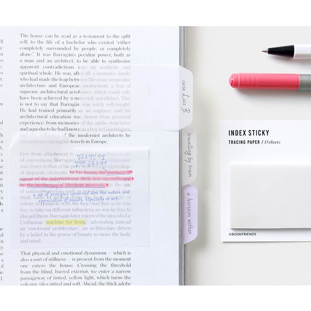 Usage example of Book Friends Tracing Paper Medium Index Sticky Notepad