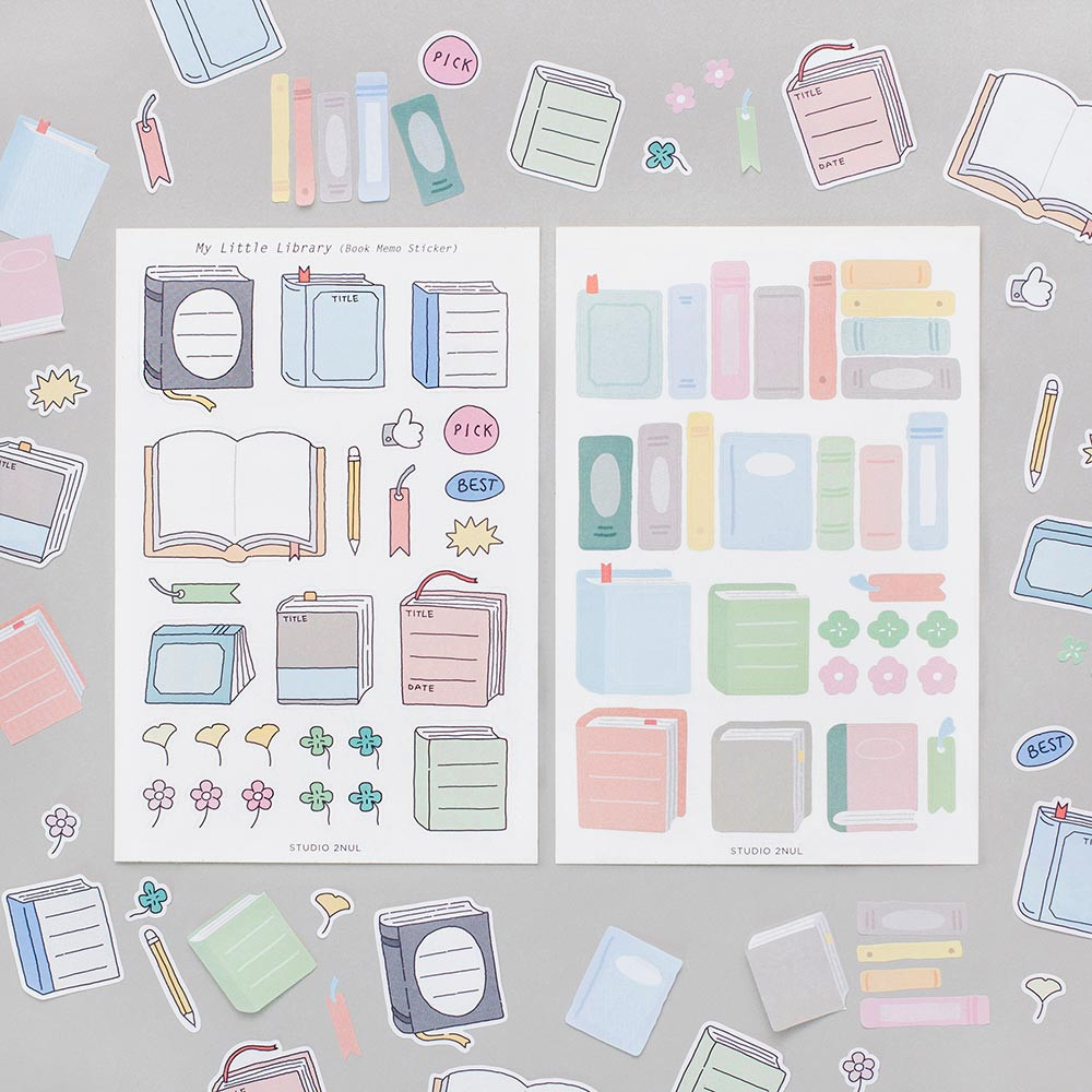 2NUL My Little Library Book Memo Paper Sticker Set