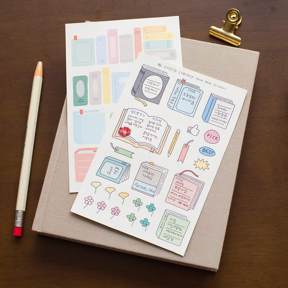 Usage example of 2NUL My Little Library Book Memo Paper Sticker Set
