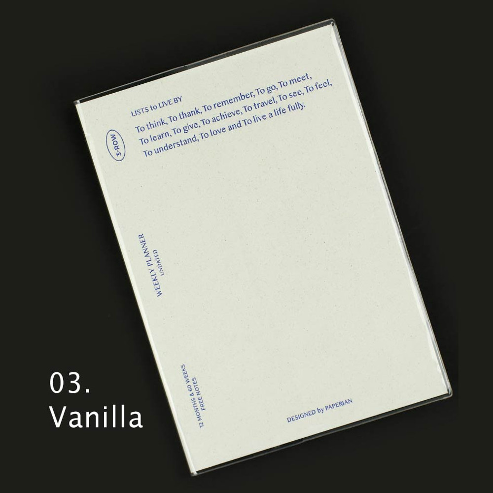 Vanilla - Paperian Lists To Live By 3 Row B6 Undated Weekly Planner