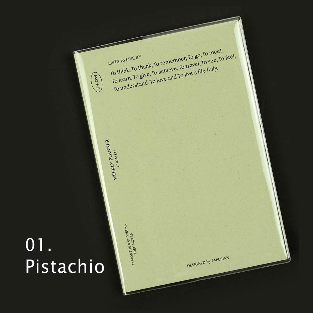 Pistachio - Paperian Lists To Live By 3 Row B6 Undated Weekly Planner