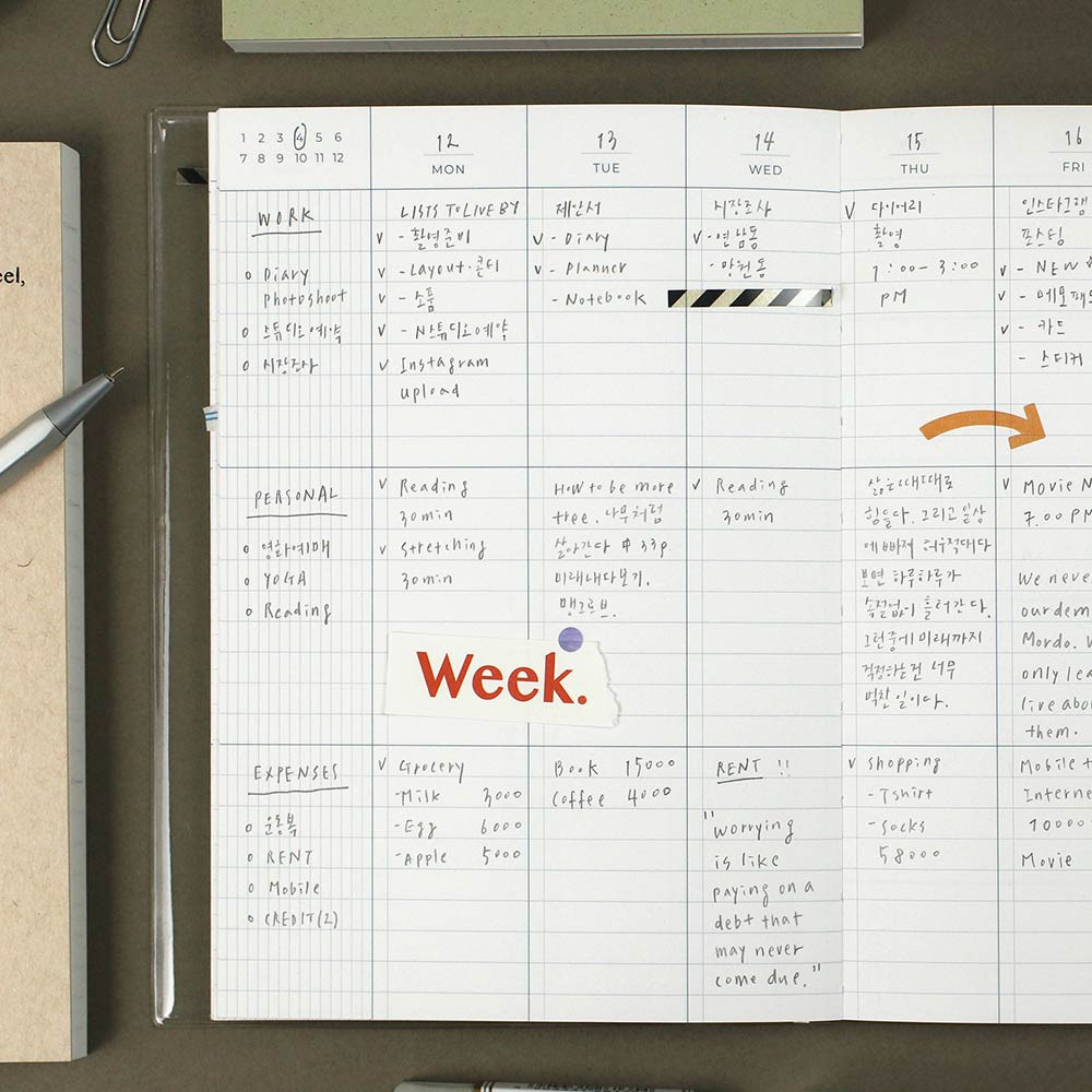 Weekly plan - Paperian Lists To Live By 3 Row B6 Undated Weekly Planner