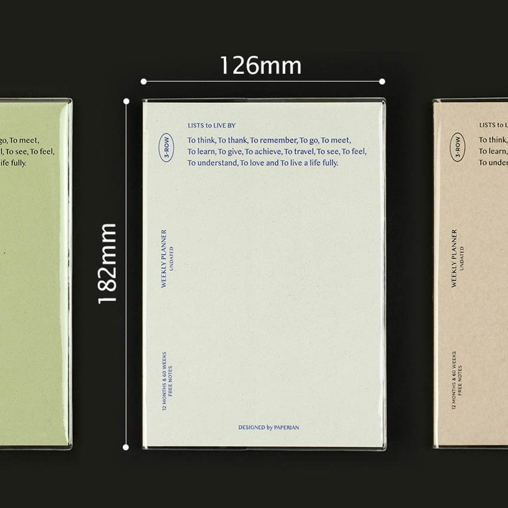 Size - Paperian Lists To Live By 3 Row B6 Undated Weekly Planner