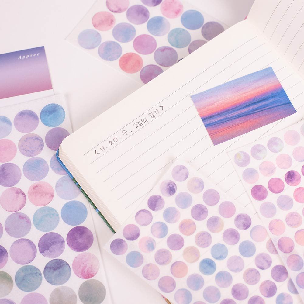 Usage example of Appree Sunset Sea Circle Removable Sticker Pack 6 Sheets