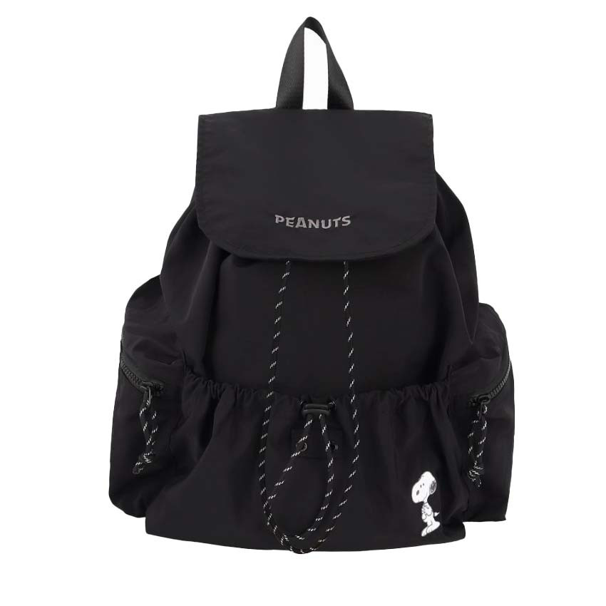 Snoopy Drawstring Backpack: Black Casual Daily Bag