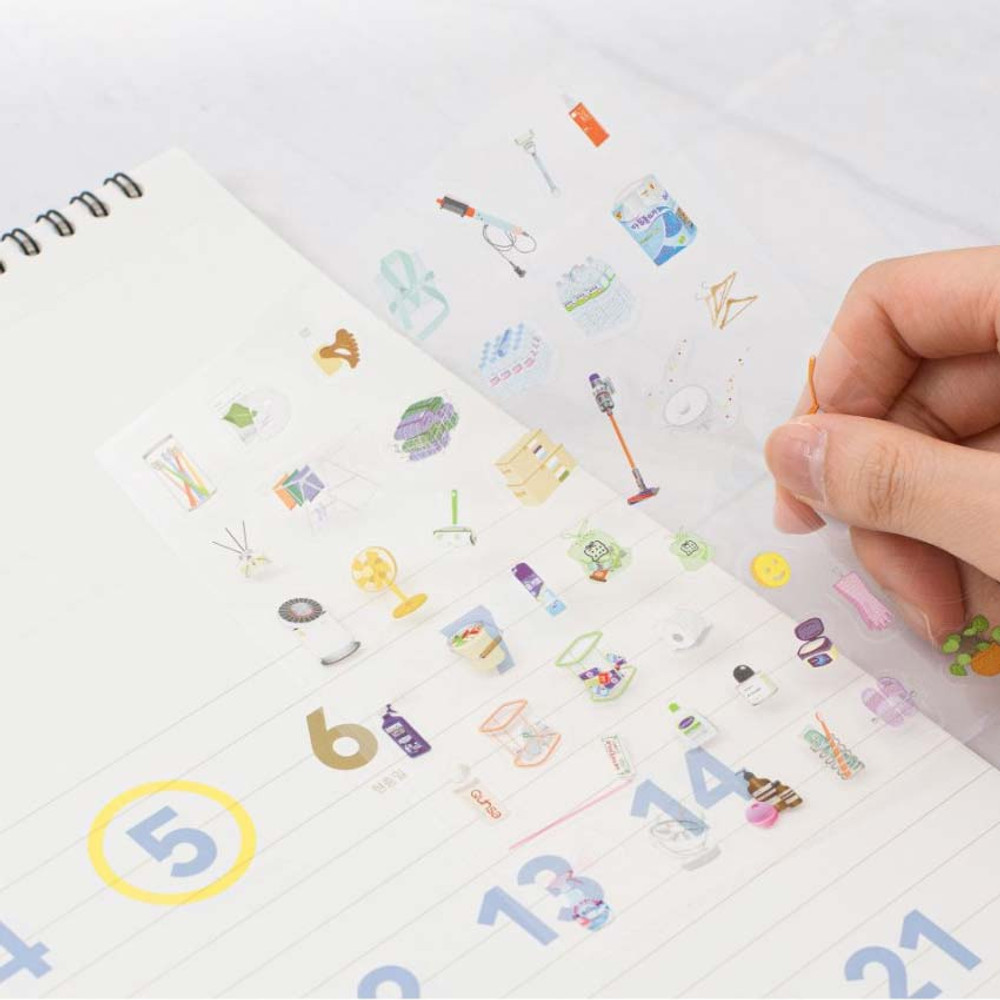 Clear PET stickers - Byfulldesign At Home Useful Deco Sticker Sheet Set Ver4
