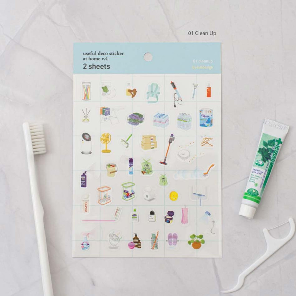01 Clean up - Byfulldesign At Home Useful Deco Sticker Sheet Set Ver4