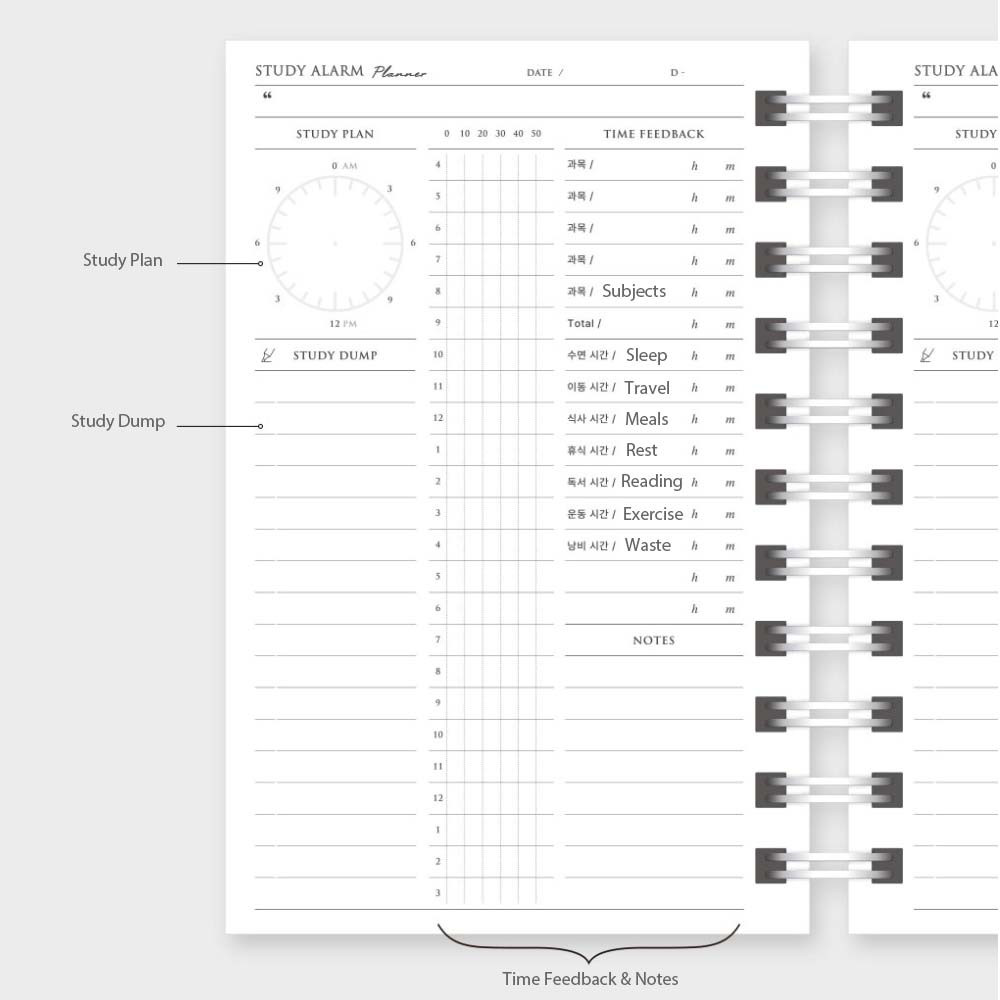 Detail of daily plan - Plepic Alarm A6 Undated Daily Study Planner