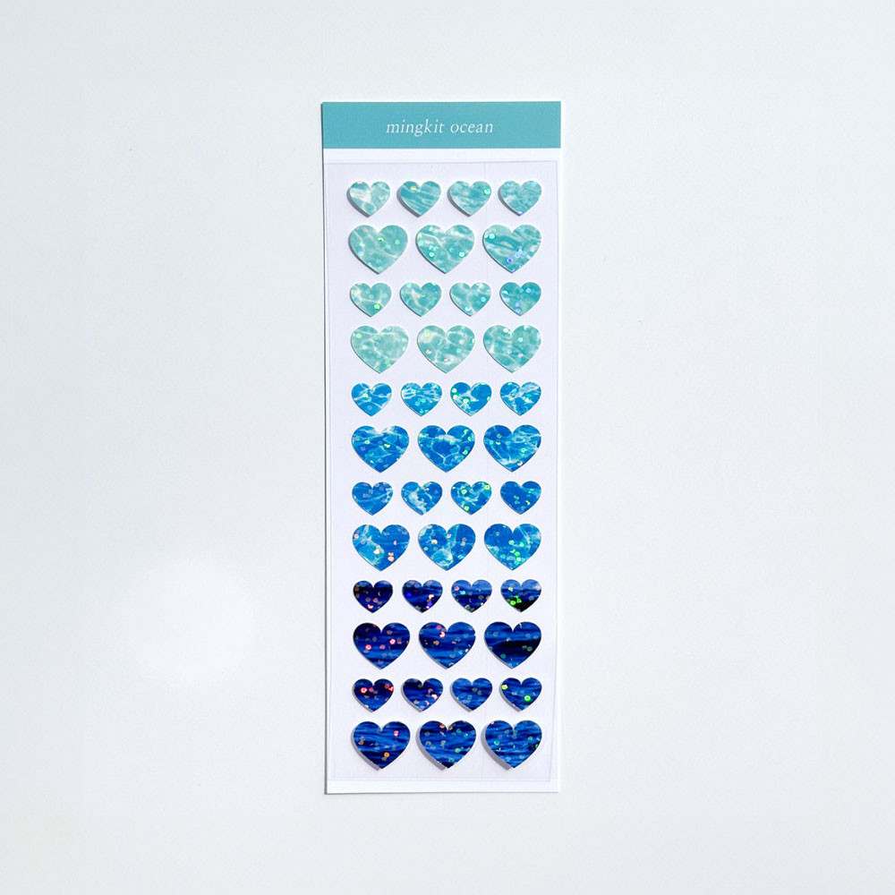 Mingkit Heart Ocean Glitter Removable Sticker