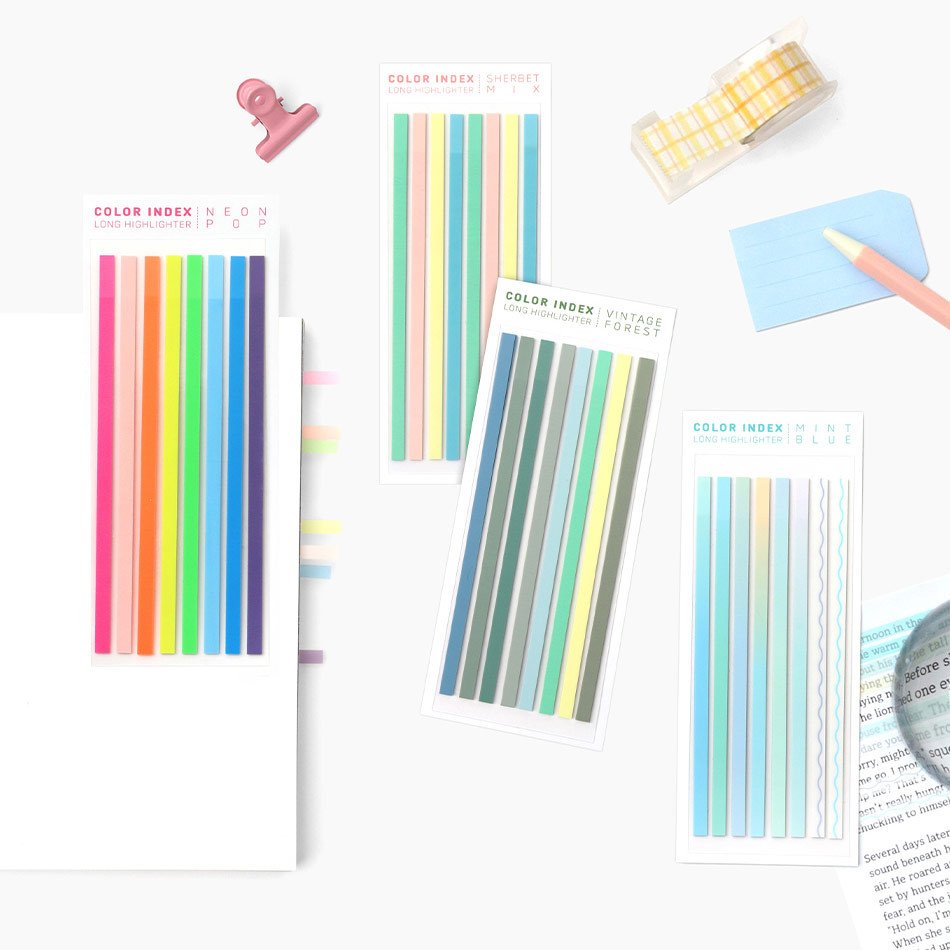 Bookfriends Color Index Long Highlighter Sticky Tab Set