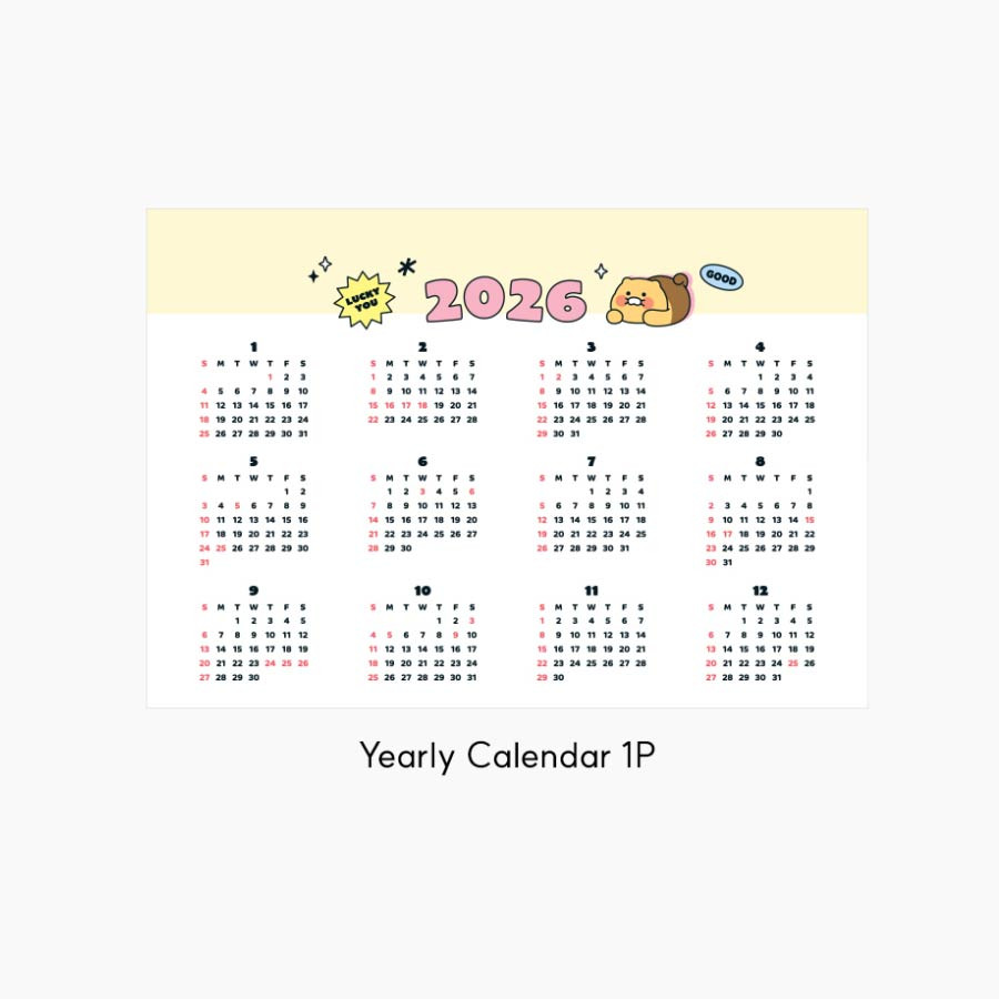 Kakao Friends Desk Calendar 2026 | Small Cute - 14 Months