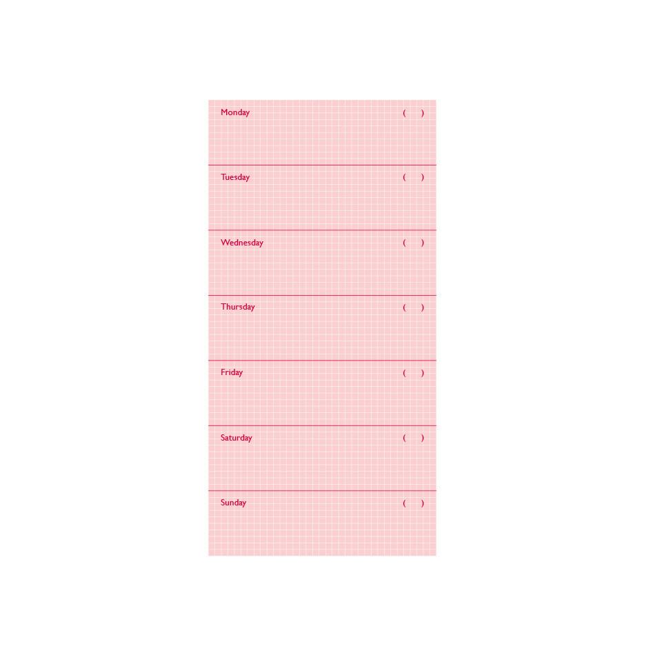 Notful Pink Grid Dateless Weekly Planner Notepad