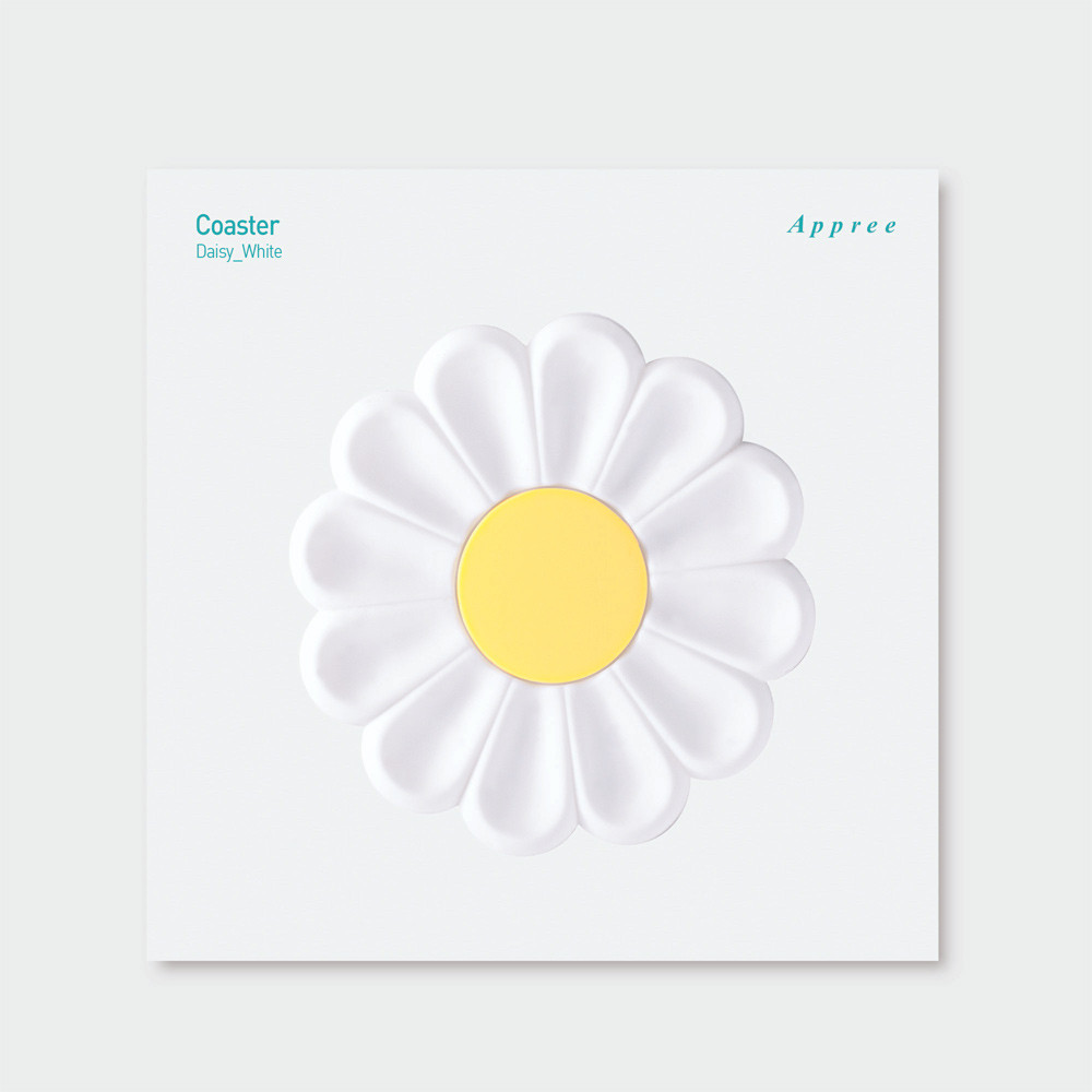 Appree White Daisy Flower Silicone Coaster