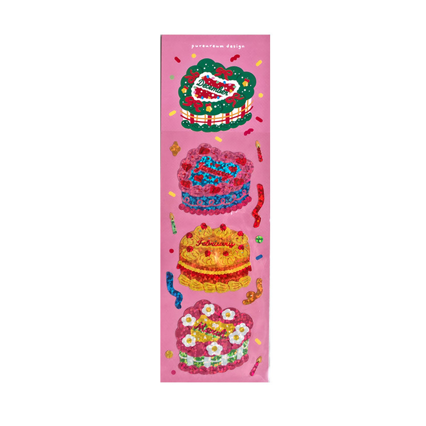 pureureum design Calendar Cake Holographic Sticker 01