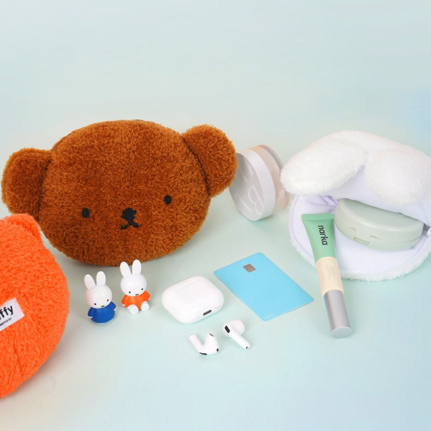 Zipper Pouch - Miffy & Friends Face Soft Plush Pouch