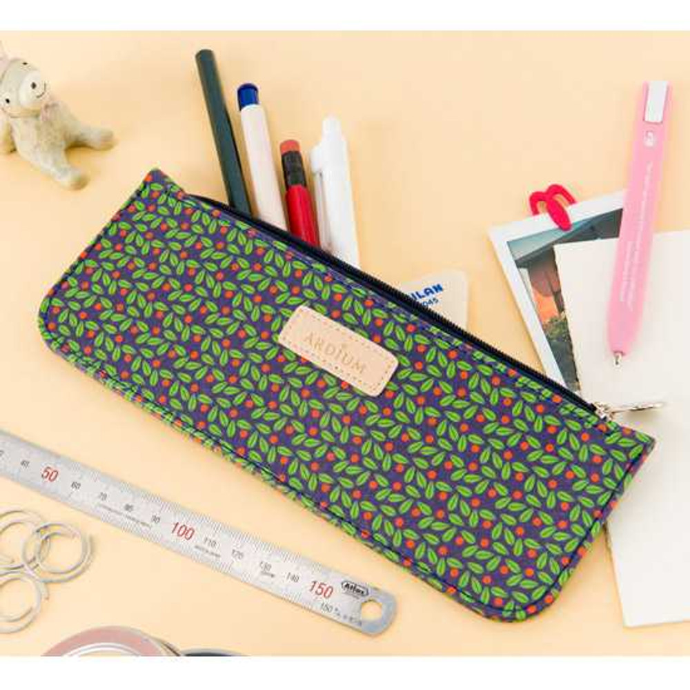 Ardium Flower pattern simple zipper pencil case - fallindesign