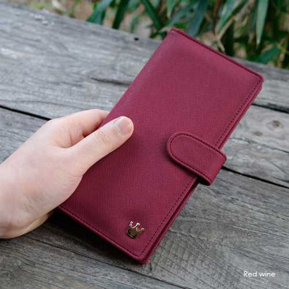 Donbook Crown saffiano leather long bifold wallet