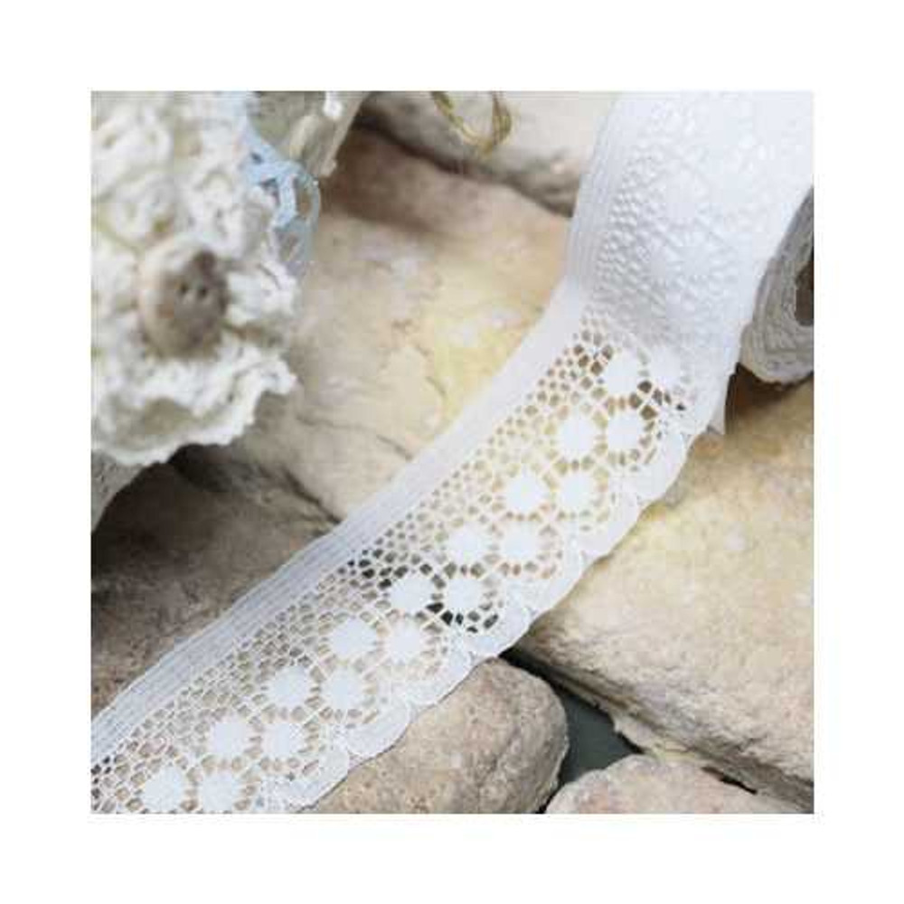 J&Bobbin Adhesive Deco White Cotton Lace Roll Tape - 29