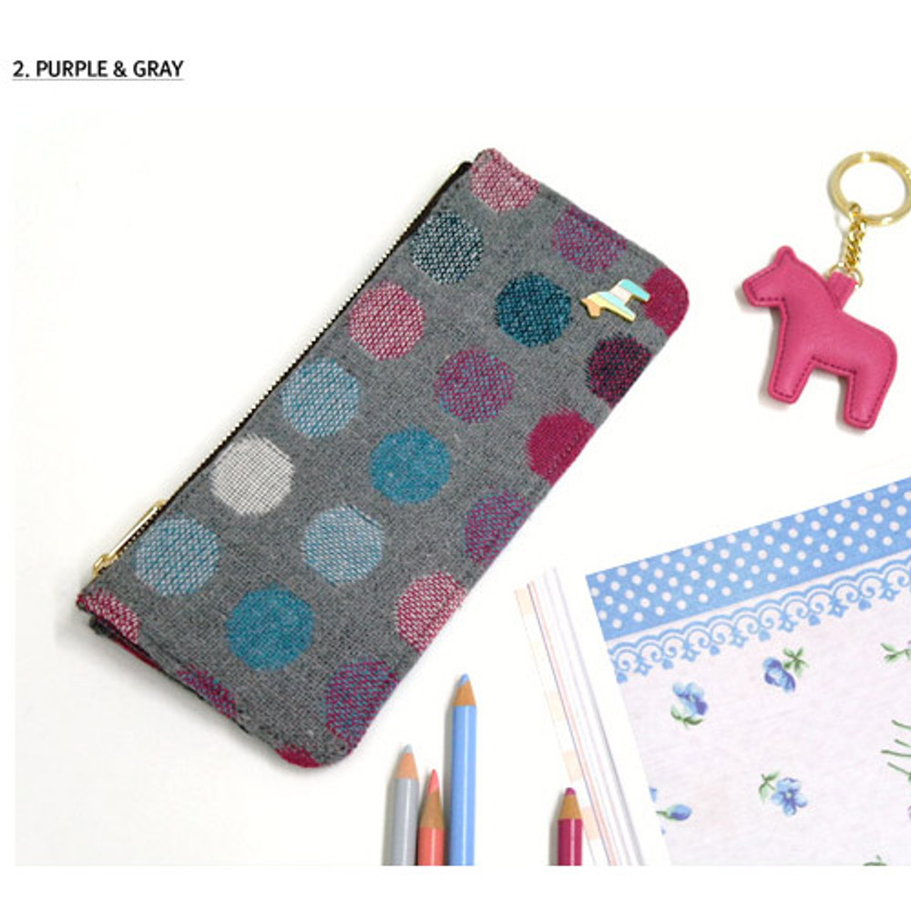 Donbook Pony circle pattern flat pouch pencil case - fallindesign