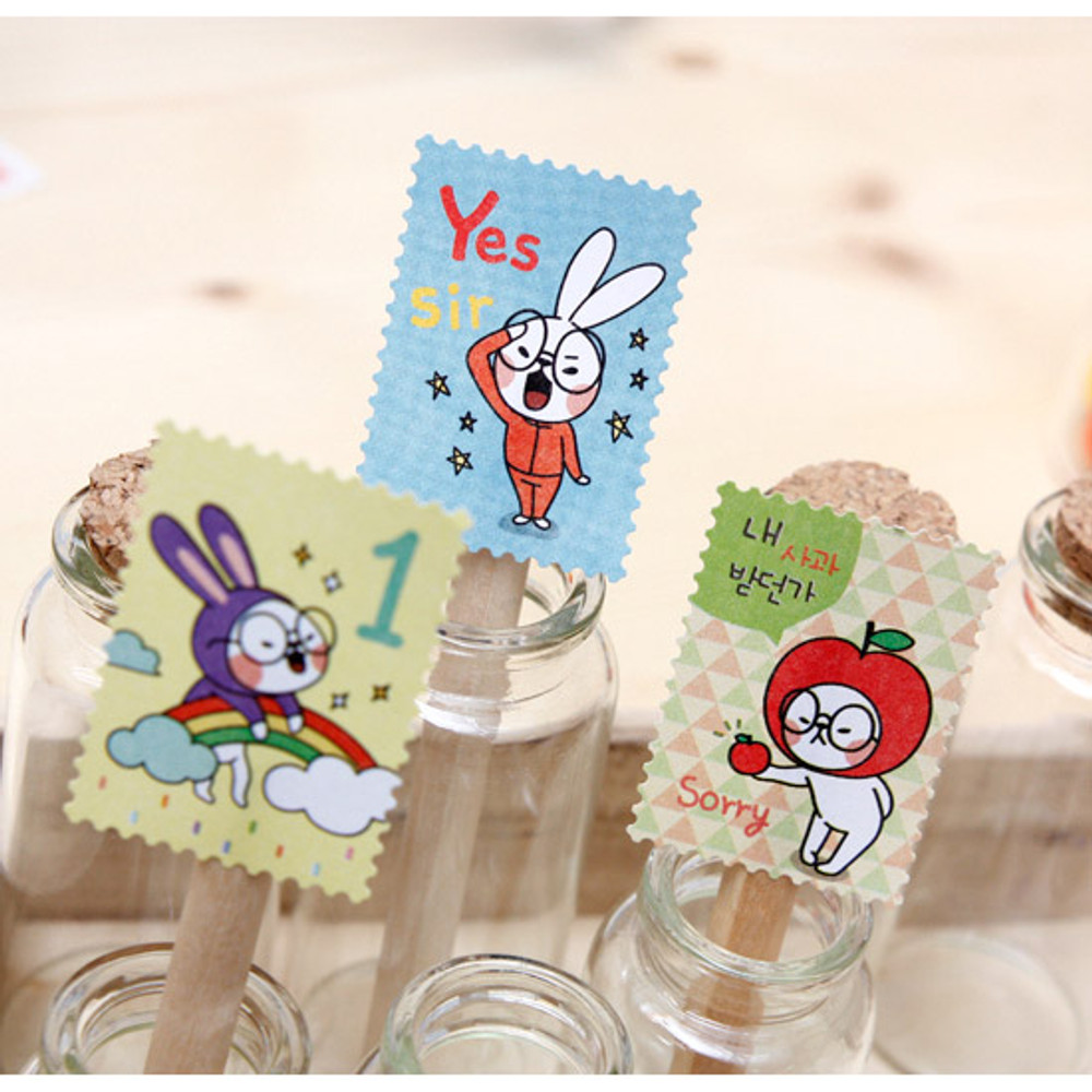 Cute character deco stamp sticker set