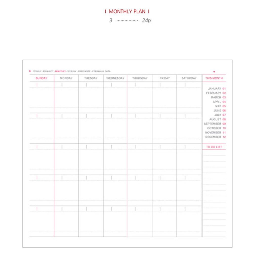 Monthly plan - 2015 Wannabe pictogram undated diary