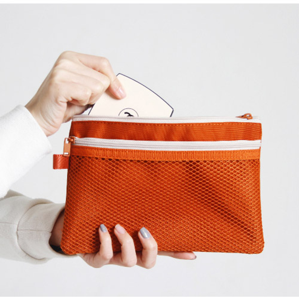Reissverschlusstasche Mesh Bag Double 25 x 16 cm orange