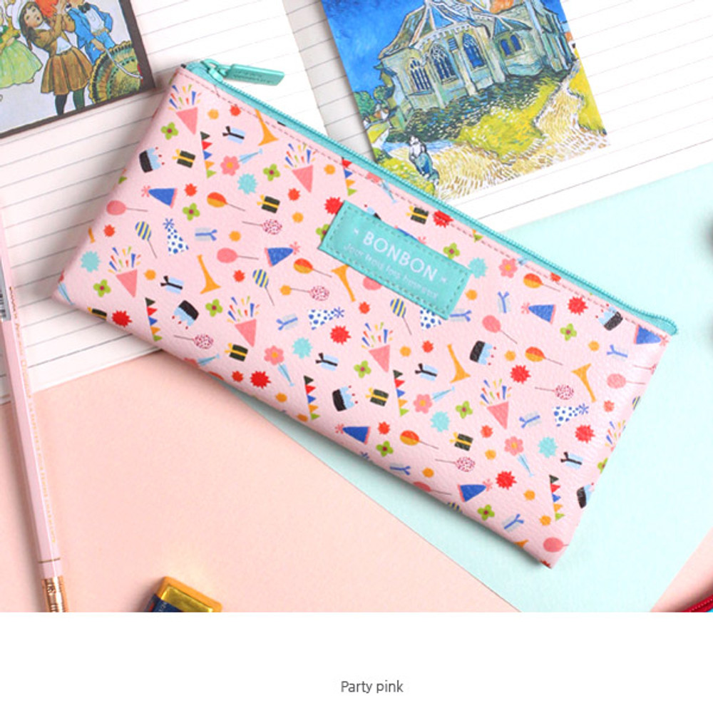 Party pink - Bon Bon pattern zipper pencil case