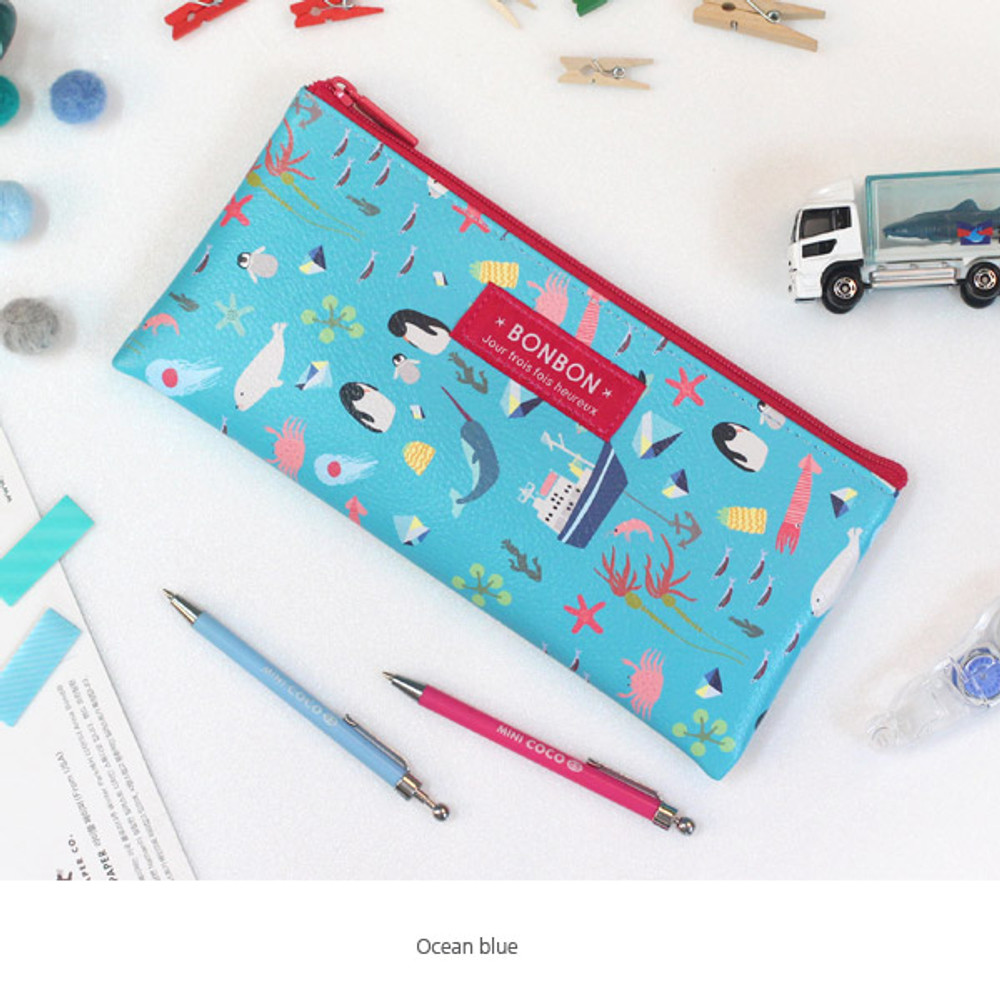 Ocean blue - Bon Bon pattern zipper pencil case