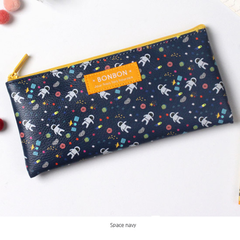 Space navy - Bon Bon pattern zipper pencil case