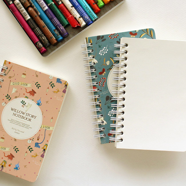 Indigo Willow story wirebound pattern small notebook - fallindesign