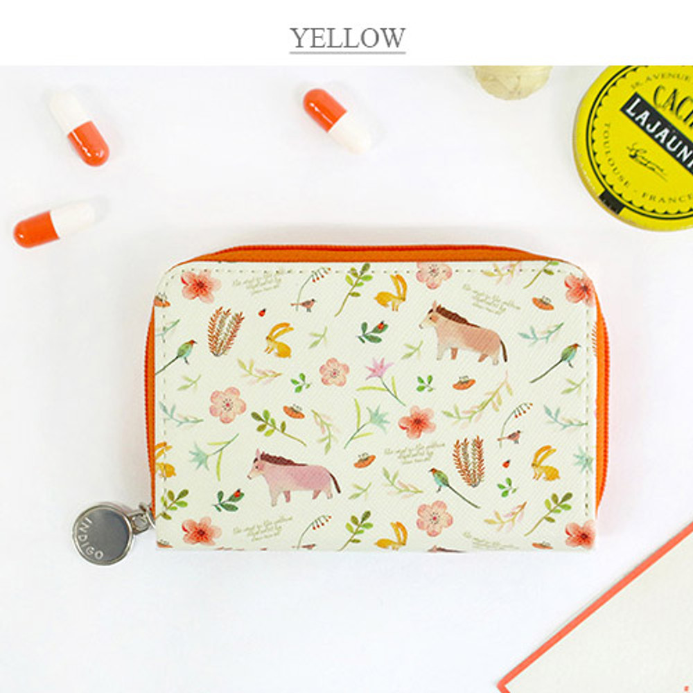 Yellow - Willow story pattern accordion card case holder
