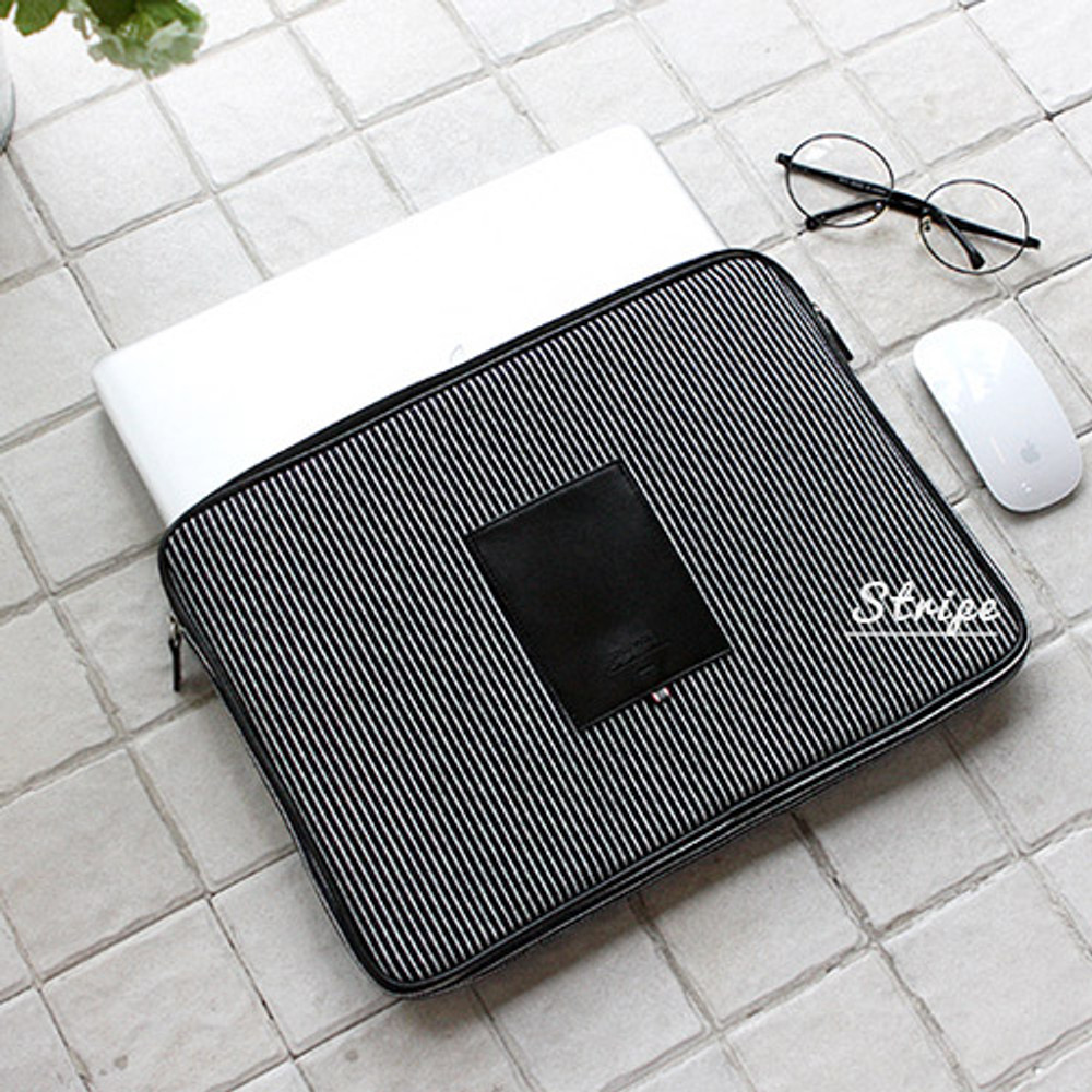 Stripe - The Basic cotton denim laptop pouch case 13 inch