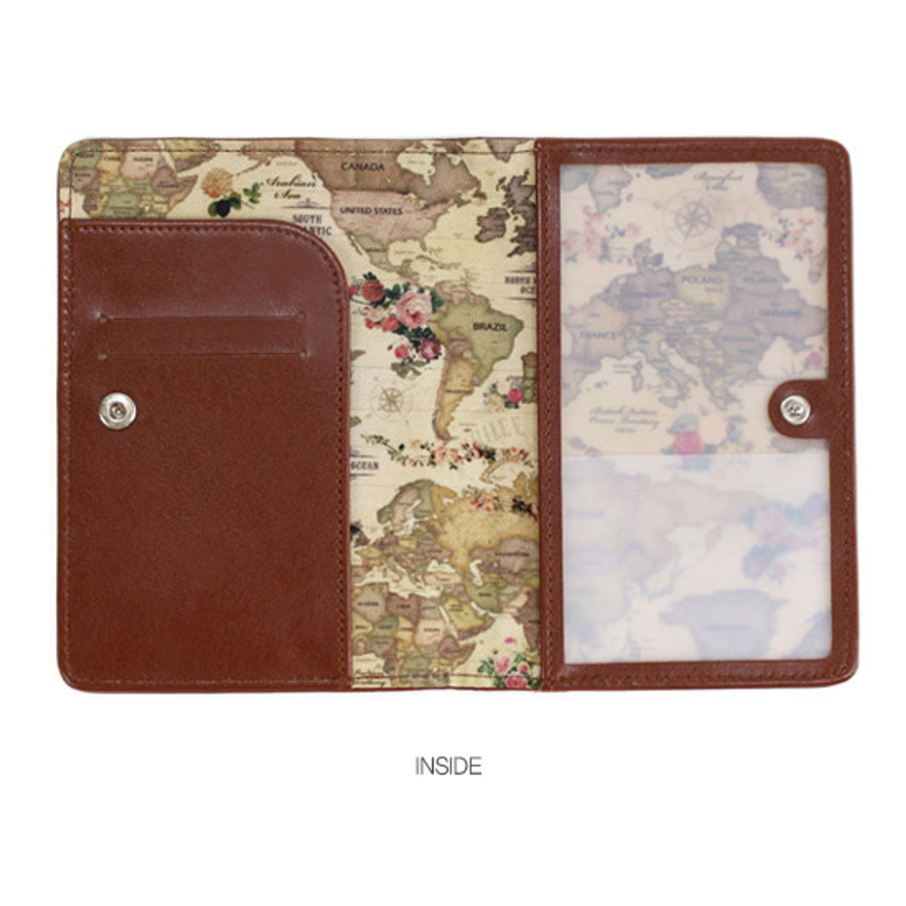 World map pattern RFID blocking passport