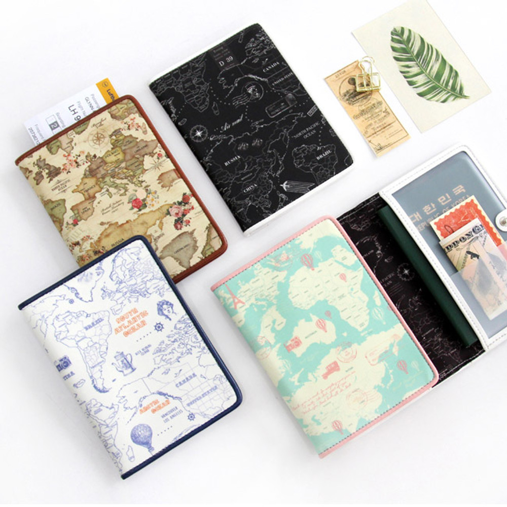 World map pattern RFID blocking passport