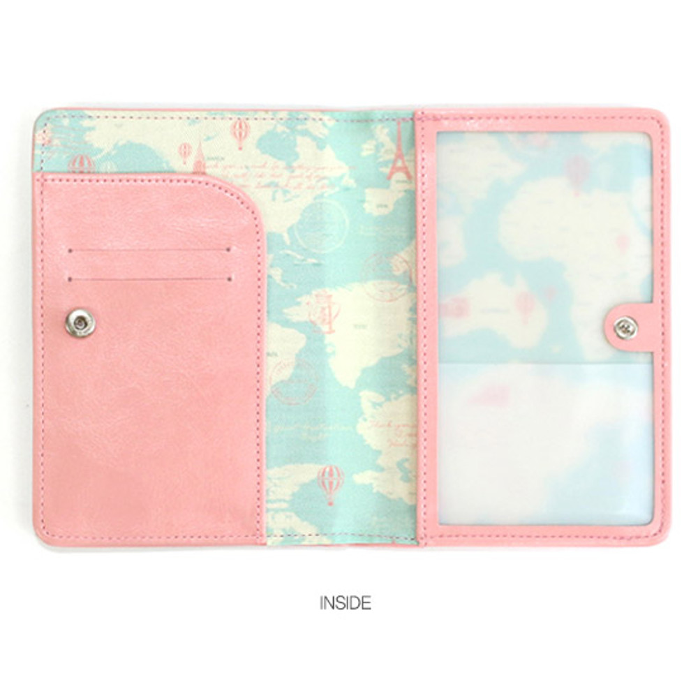 Line - World map pattern RFID blocking passport