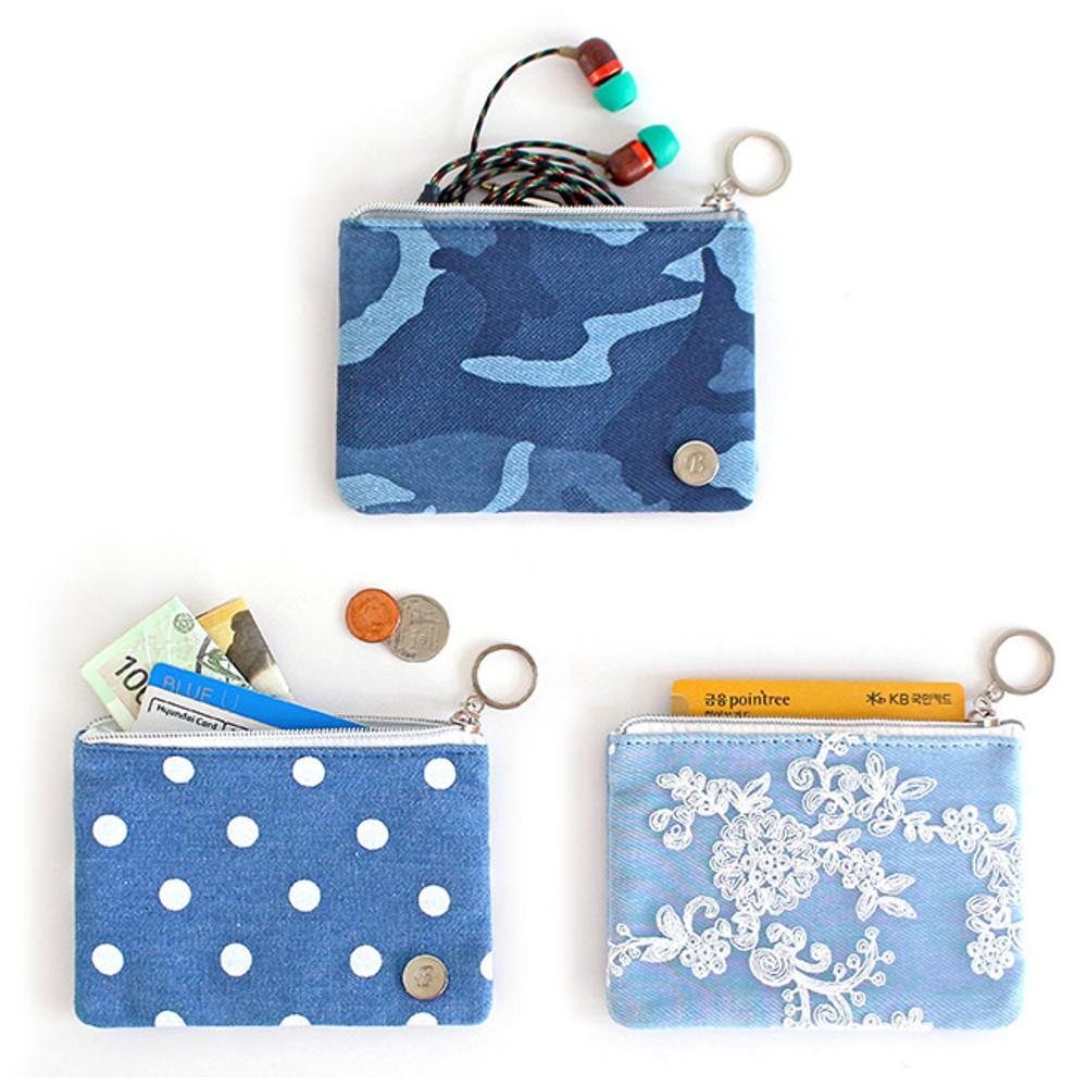 The Basic denim small zipper pouch