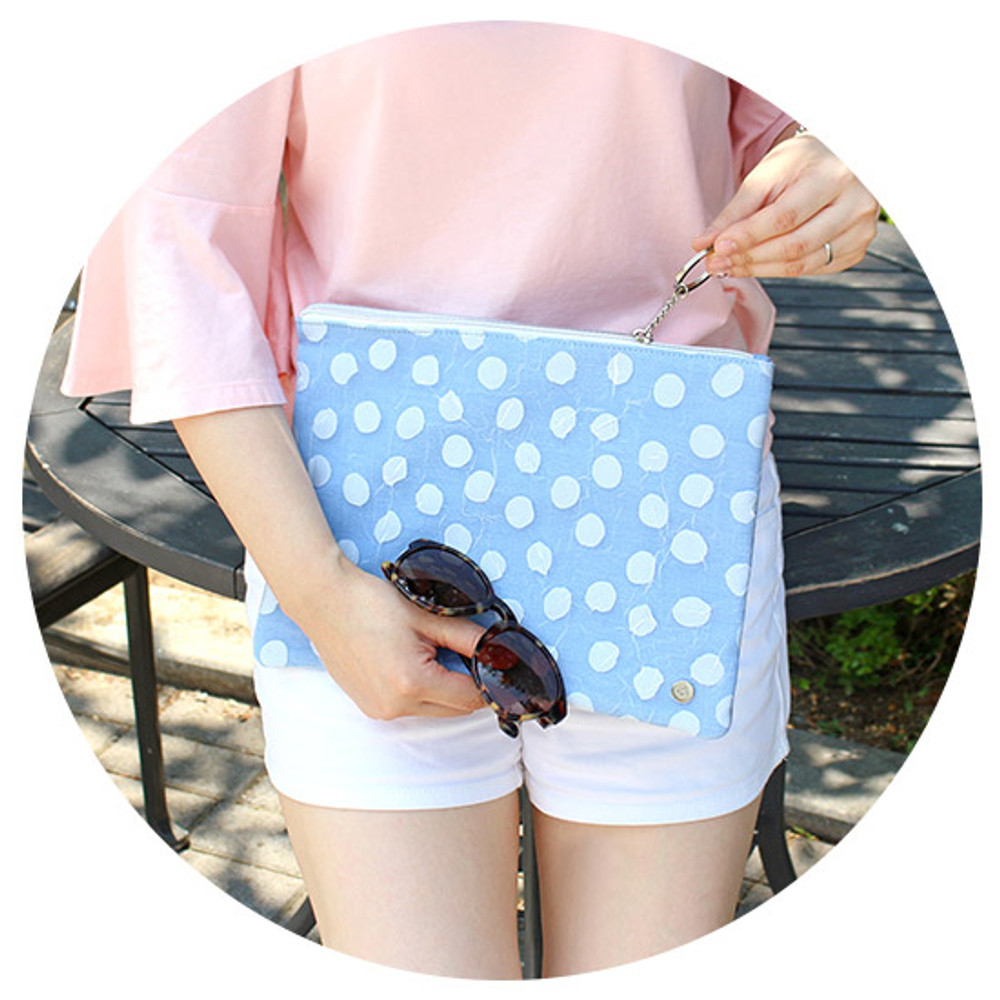 Dot - The Basic denim large zipper pouch