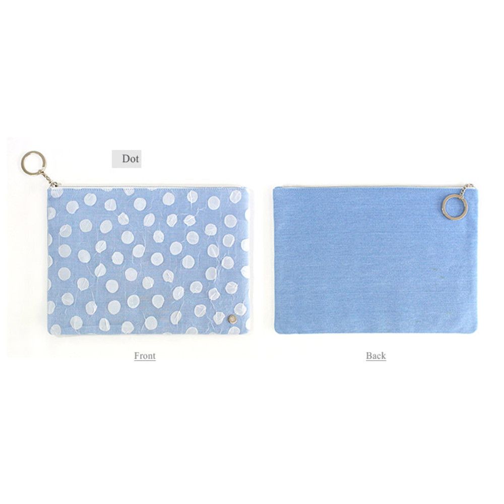 Indigo The Basic denim large zipper pouch - fallindesign