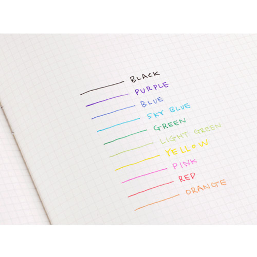 Bookfriends Rainbow Vivid 0.38mm Color Gel Pen Set 10 Colors
