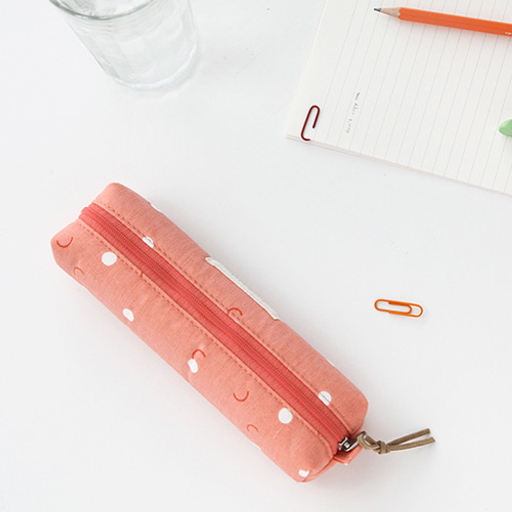 Coral dot - Basic pattern round zipper pencil case