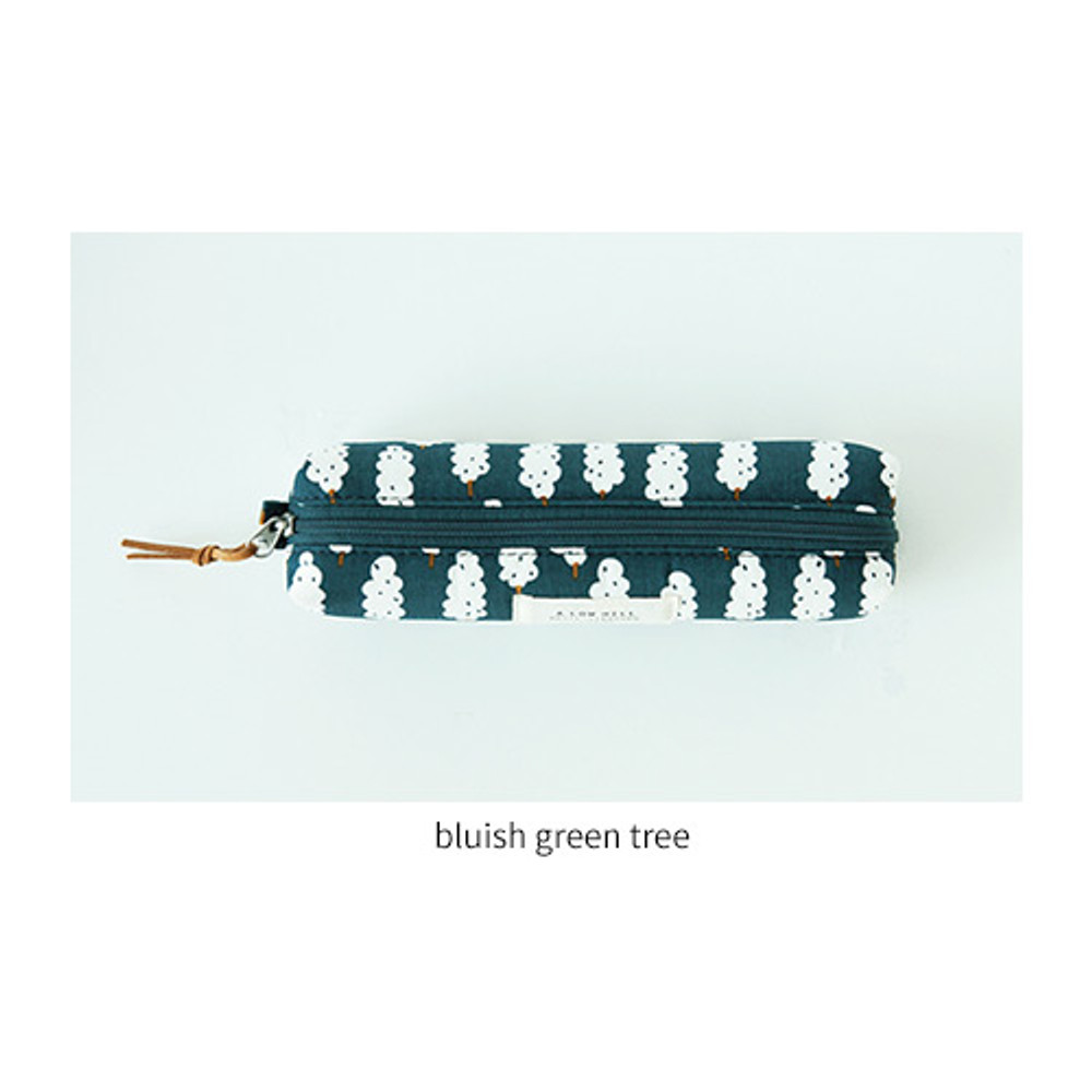 Bluish green tree - Basic pattern round zipper pencil case