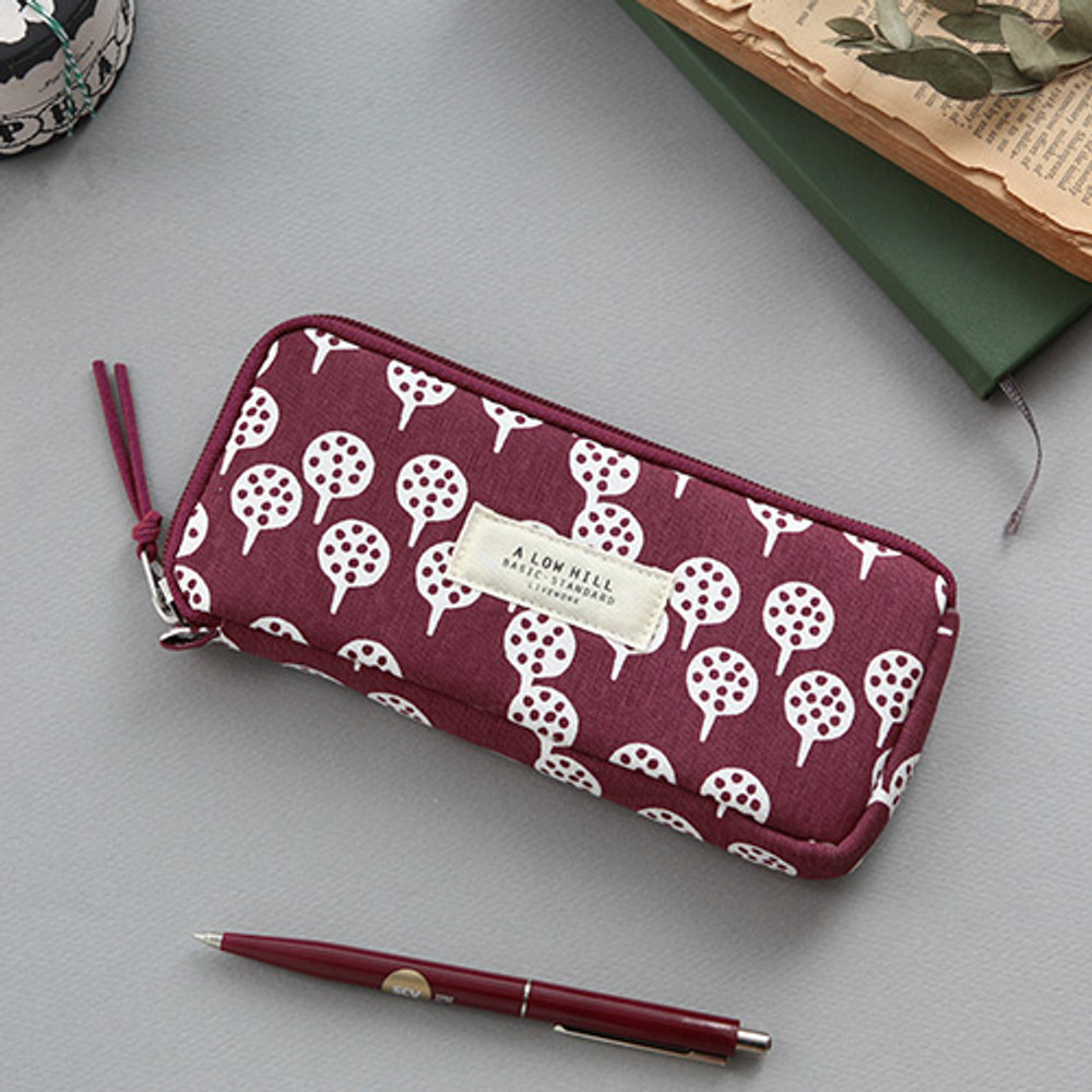 Raspberry tree - Basic pattern canvas pencil case pouch