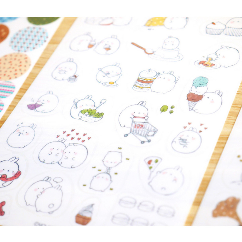 BOOKCODI Molang cute deco transparent sticker set ver.4 - fallindesign