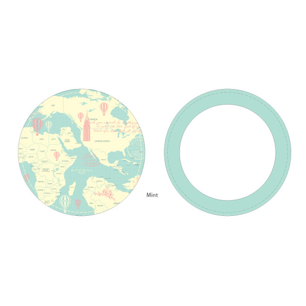 Mint - World map pattern round handy mirror