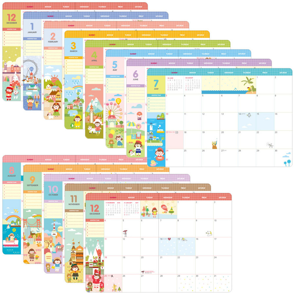 Monthly plan - 2016 Hello coco weekly dated diary