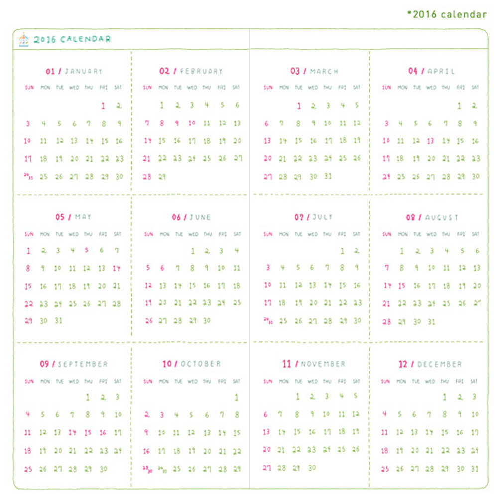 2016 Calendar