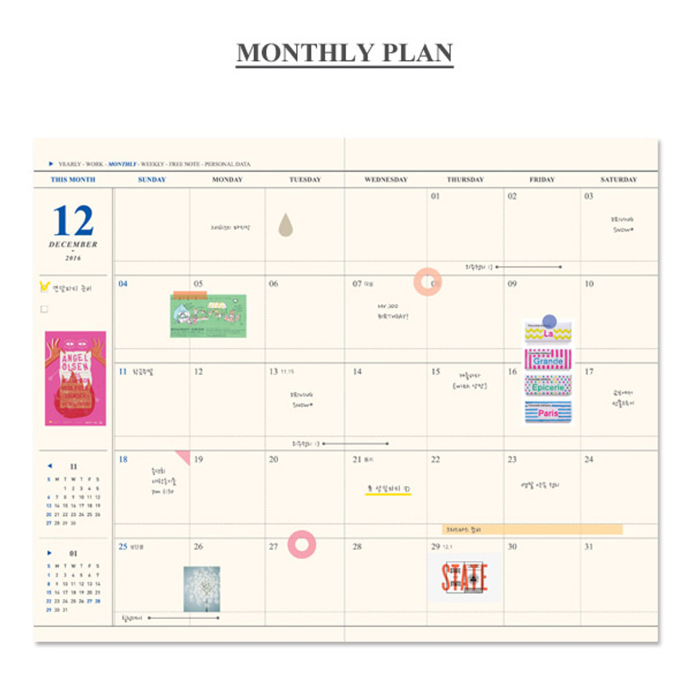 Monthly plan - 2016 Pictogram life medium dated diary