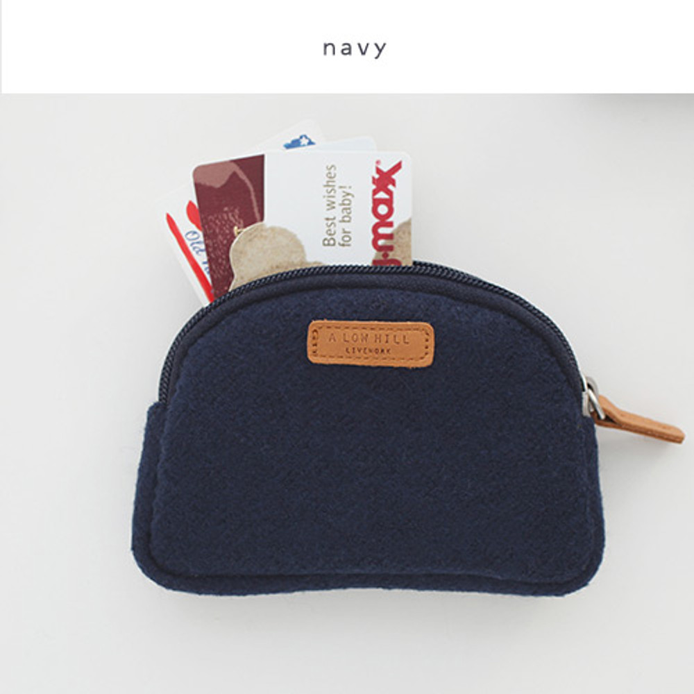 Navy - A low hill basic winter half moon coin case
