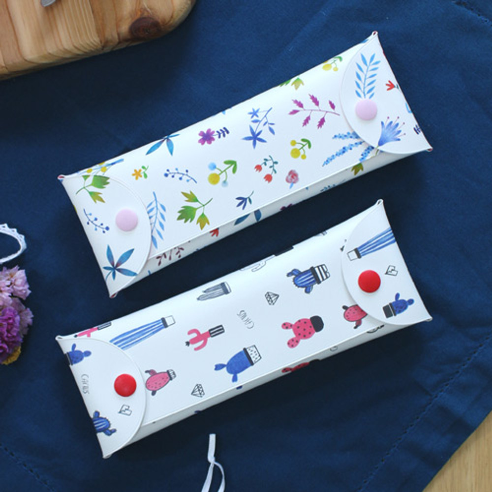 Cactus flower pattern folding pencil case
